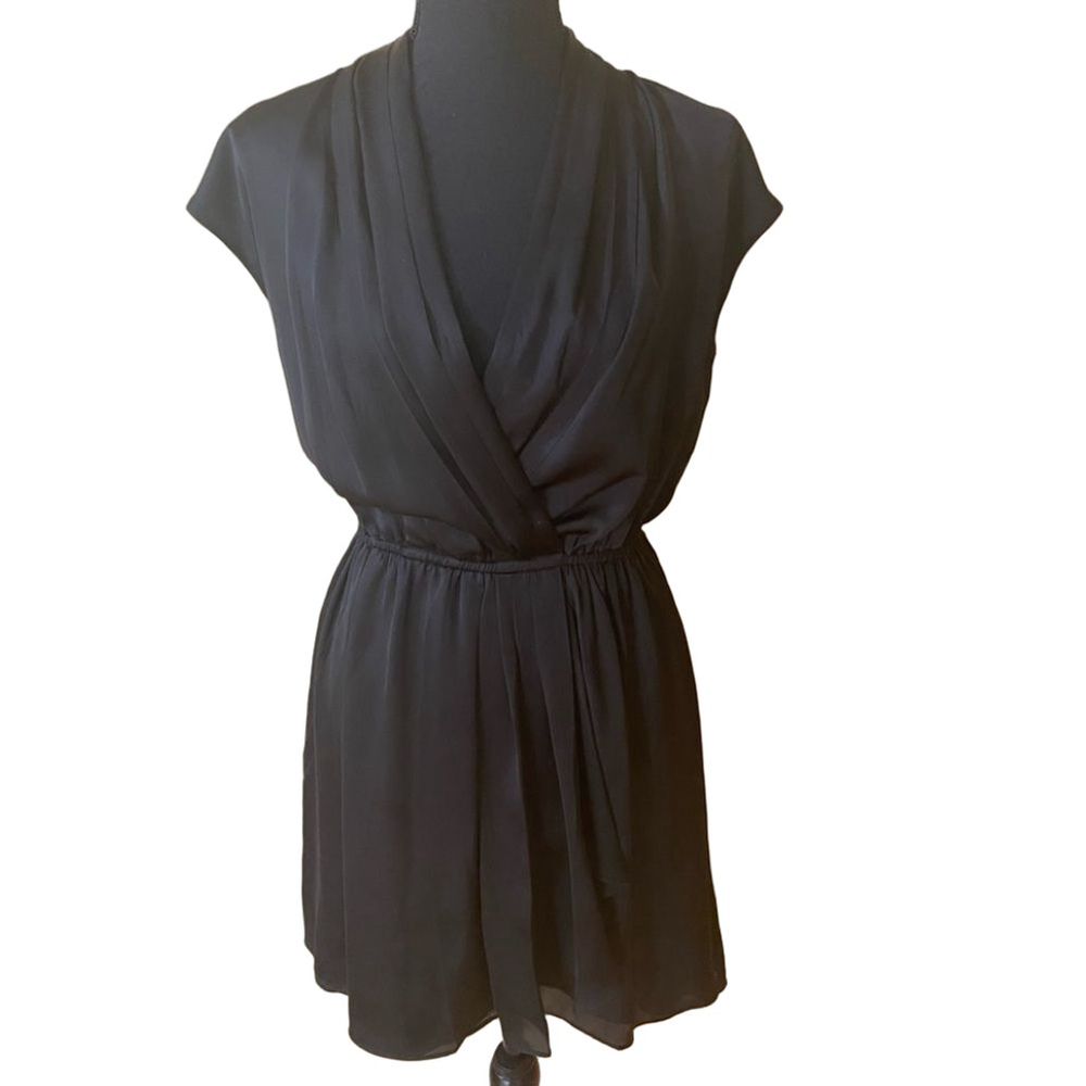 BCBG Max Azria size S black lined draping wrap dress. Excellent condition.